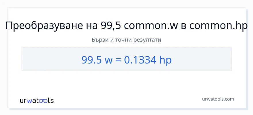 99.5 конверсия от ватове до конски сили