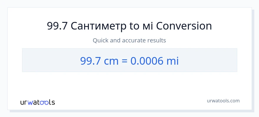 Конверсія з Сантиметри у милі: 99.7