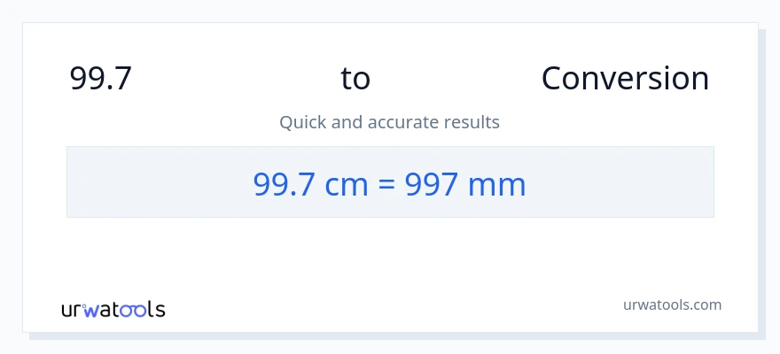99.7 સેન્ટીમીટર થી મિલીમીટર રૂપાંતર