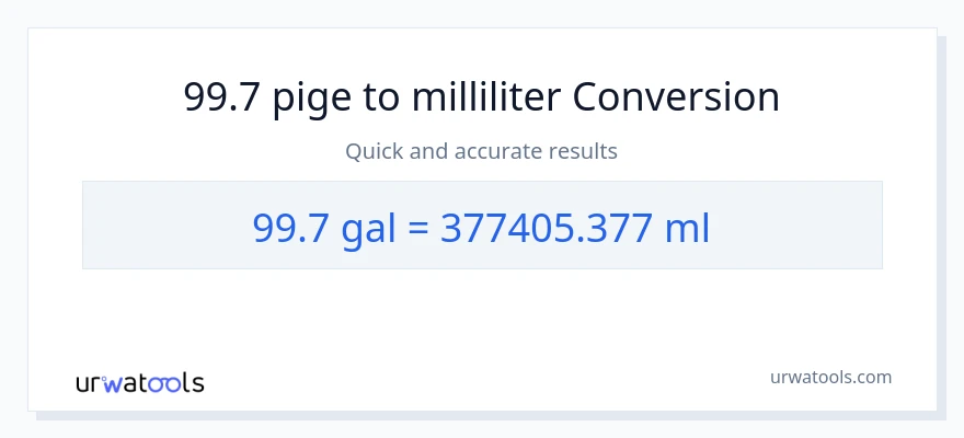 99.7 Galloner til milliliter konvertering