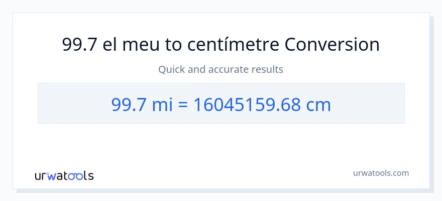 Conversió de 99.7 milles a Centímetres