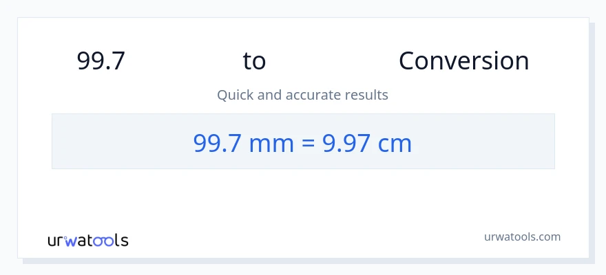 การแปลง 99.7 มิลลิเมตร เป็น เซนติเมตร