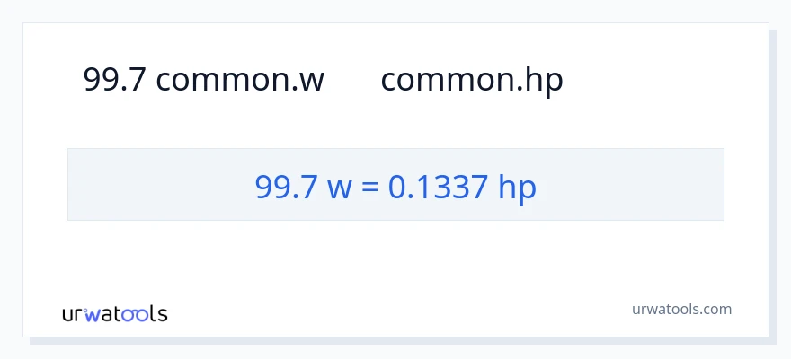 99.7 વોટ્સ થી હોર્સપાવર રૂપાંતર