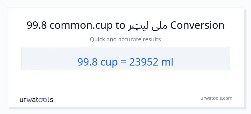 99.8 پيالې ته ملی لیټرونه بدلون
