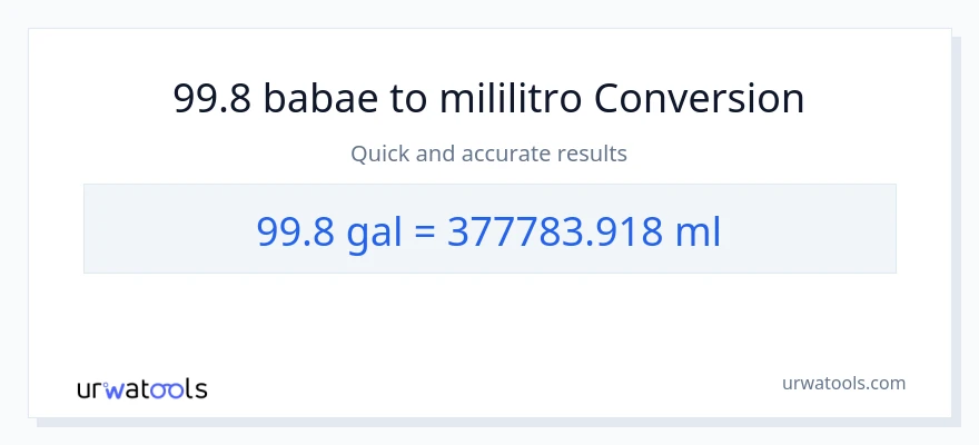 99.8 Mga galon patungong mga mililitro na conversion