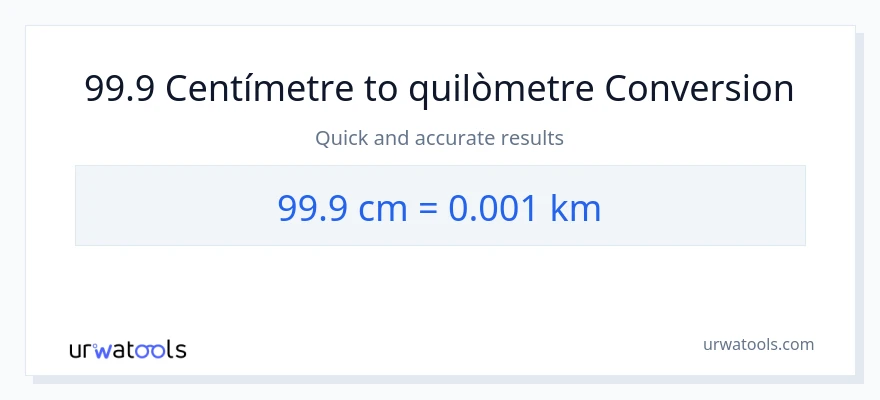 Conversió de 99.9 Centímetres a Quilòmetres