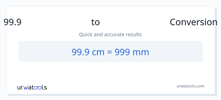 99.9 സെന്റീമീറ്ററുകൾ ൽ നിന്ന് മില്ലിമീറ്റർ ലേക്ക് പരിവർത്തനം
