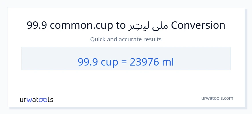 99.9 پيالې ته ملی لیټرونه بدلون