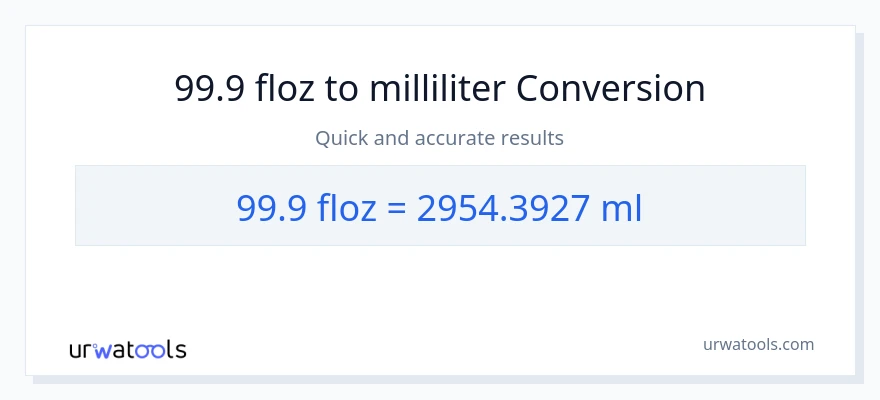 99.9 flydende ounces til milliliter konvertering