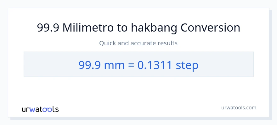 99.9 milimetro patungong mga hakbang na conversion