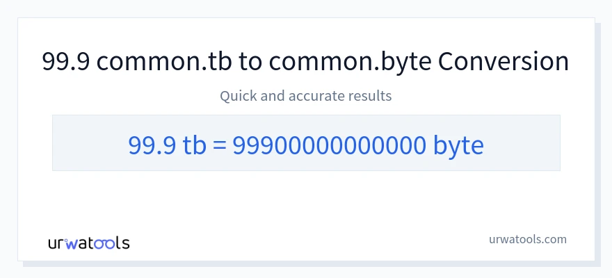 99.9 Terabytes 到 Bytes 轉換