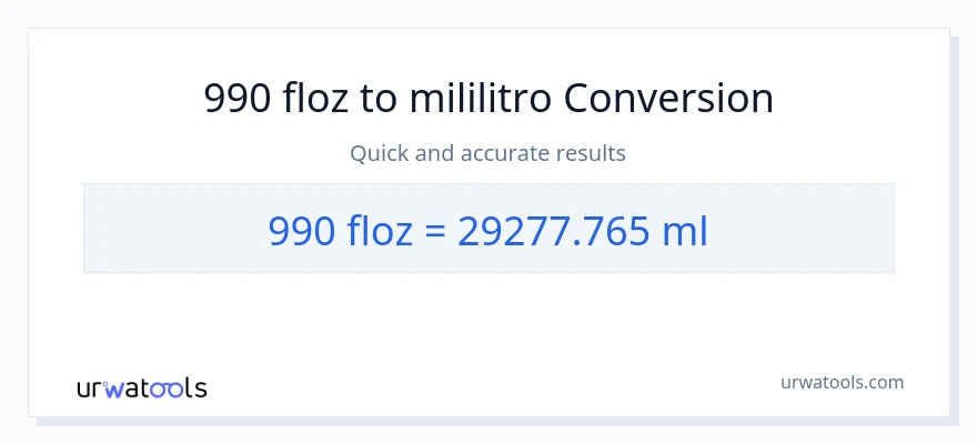990 mga onsa ng likido patungong mga mililitro na conversion