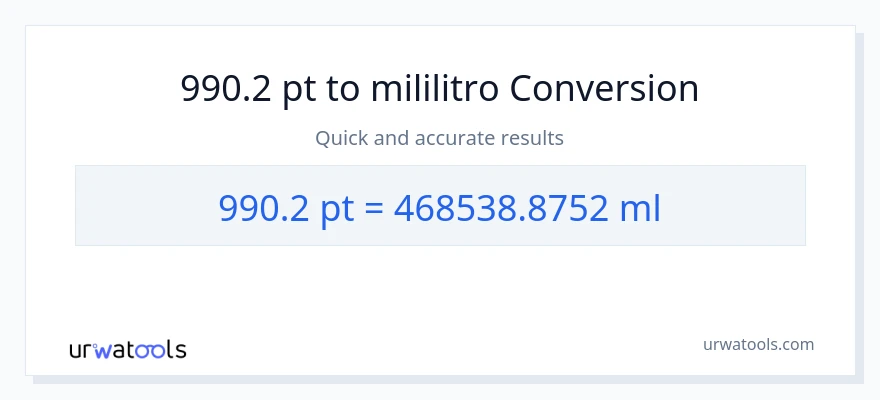 990.2 Pints patungong mga mililitro na conversion