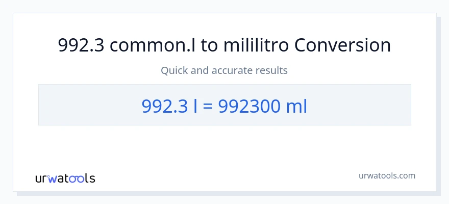 992.3 Liters patungong mga mililitro na conversion