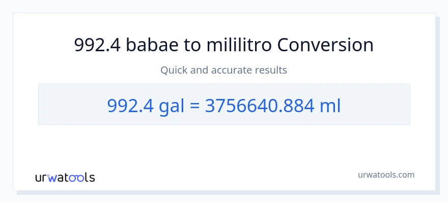 992.4 Mga galon patungong mga mililitro na conversion