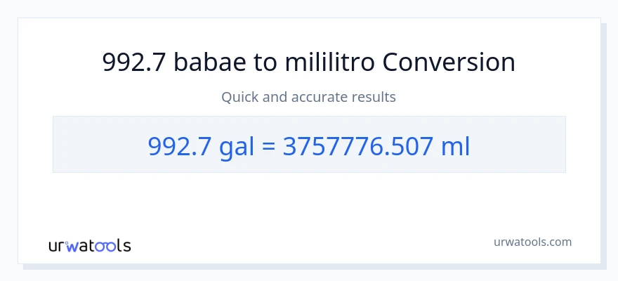 992.7 Mga galon patungong mga mililitro na conversion