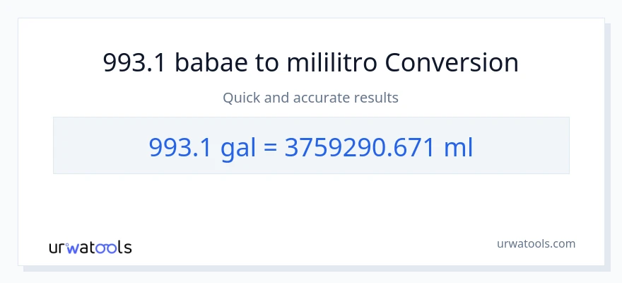 993.1 Mga galon patungong mga mililitro na conversion