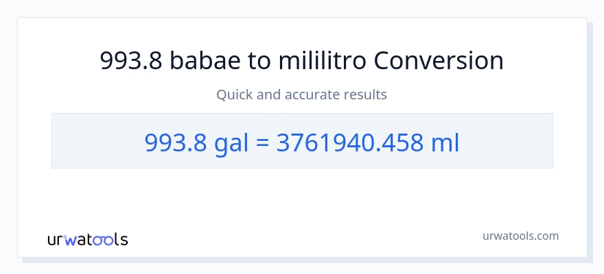 993.8 Mga galon patungong mga mililitro na conversion