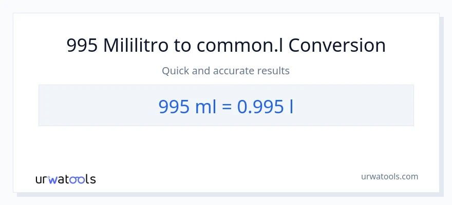 995 mga mililitro patungong Liters na conversion