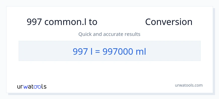 تبدیل 997 Liters به میلی‌لیتر