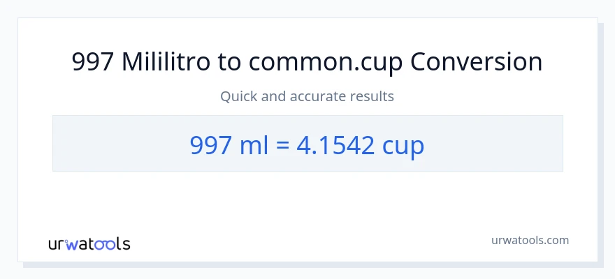 997 mga mililitro patungong mga tasa na conversion