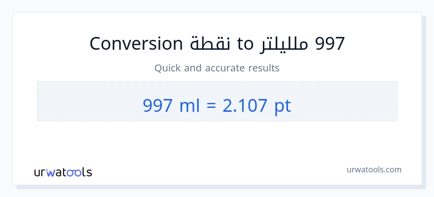 التحويل من 997 ملليلتر إلى Pints