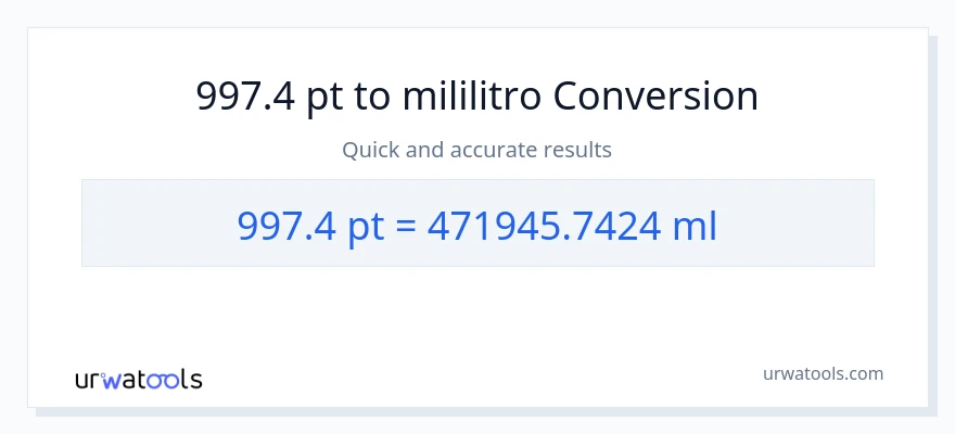 997.4 Pints patungong mga mililitro na conversion
