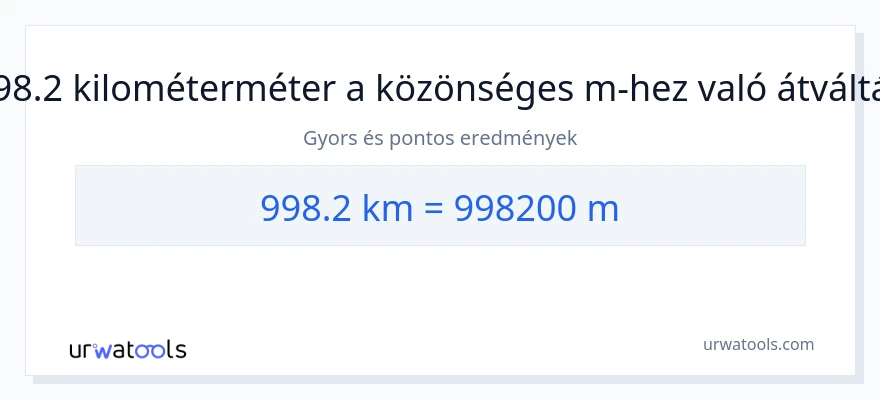 998.2 kilométer - Méterek konverzió