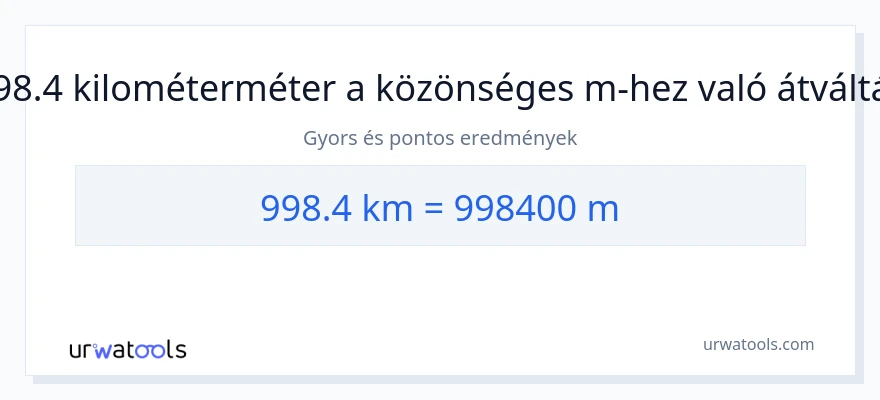 998.4 kilométer - Méterek konverzió