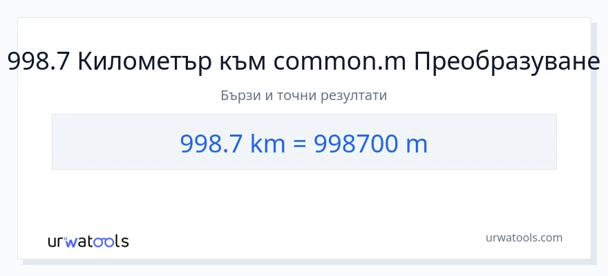 998.7 конверсия от километри до Метри