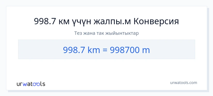 998.7 километр дан Метрлер га конверсия