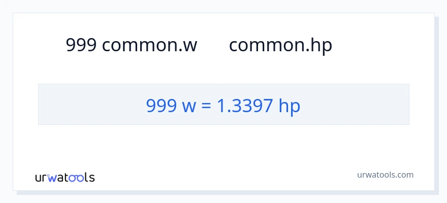 999 ワット から 馬力 への変換