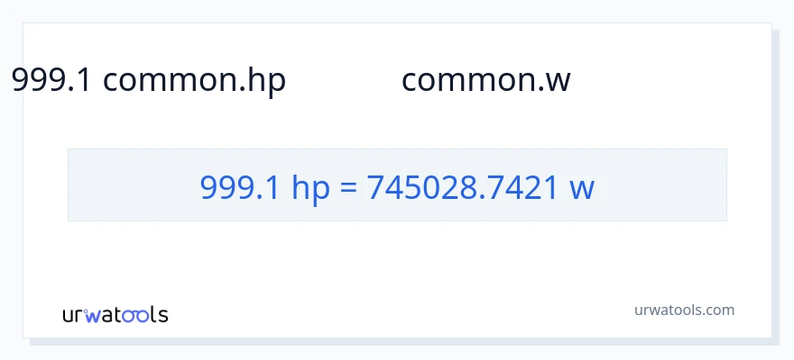 999.1 అశ్వశక్తి నుండి వాట్స్ కు మార్పిడి