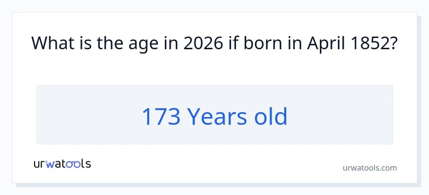คนที่เกิดใน April 1852 มีอายุเท่าไหร่?