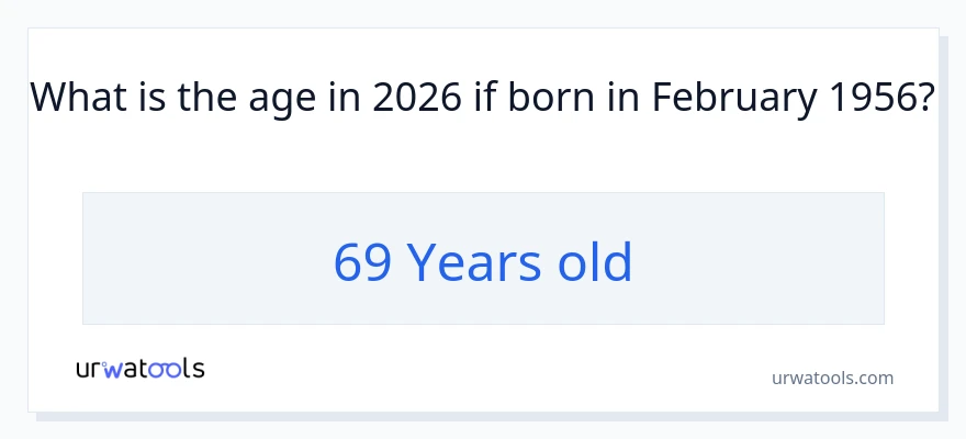 February 1956 yılında doğan birinin yaşı kaçtır?