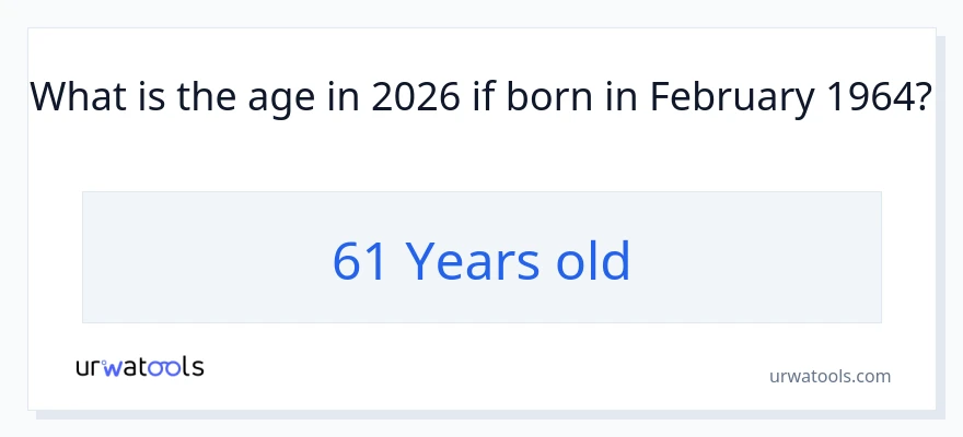 February 1964에 태어난 사람은 몇 살입니까?