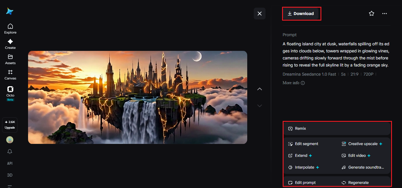 Refining and exporting a finished cinematic environment video clip
