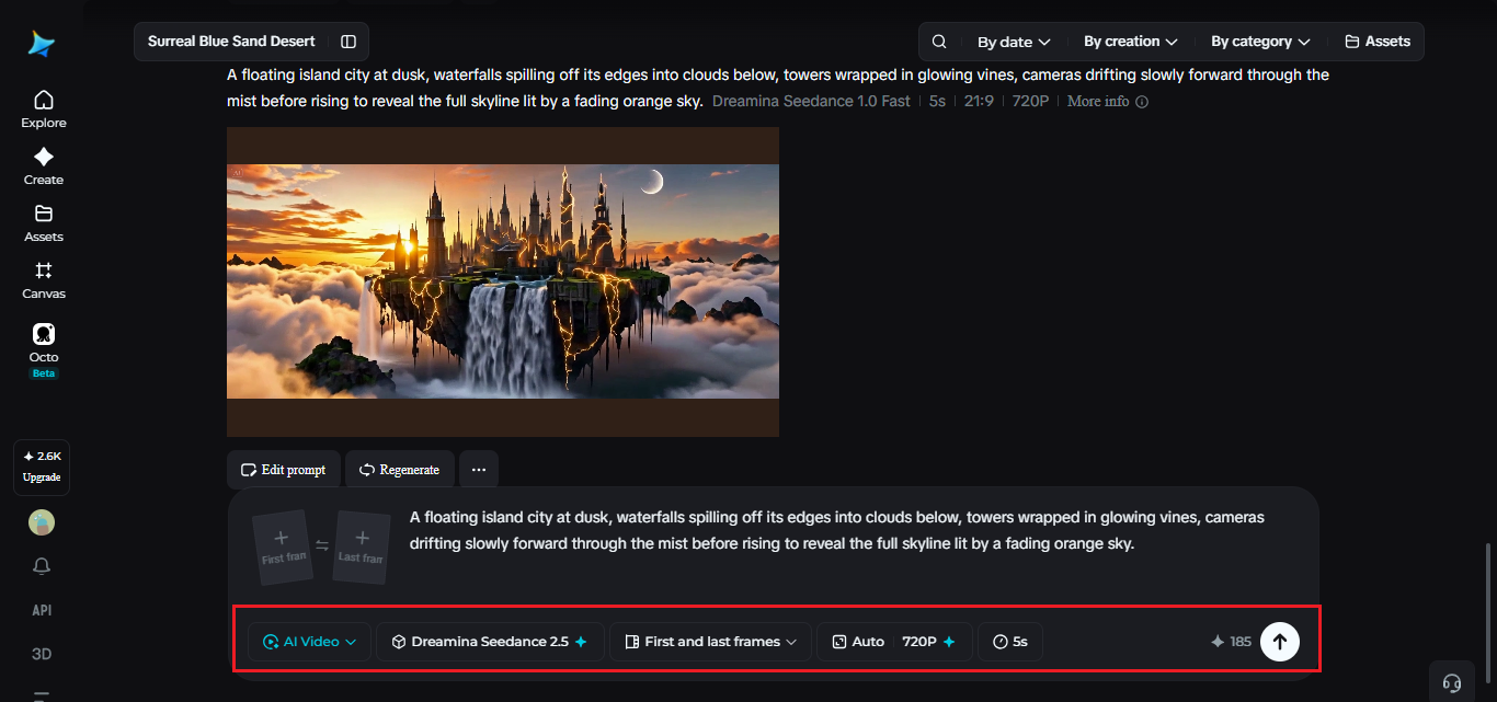 Selecting an AI video model and aspect ratio for a fictional environment shot