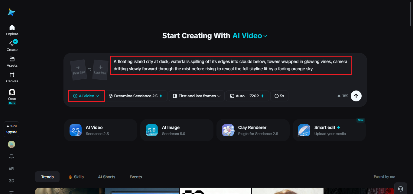 Writing a cinematic environment prompt with a reference image in an AI video tool