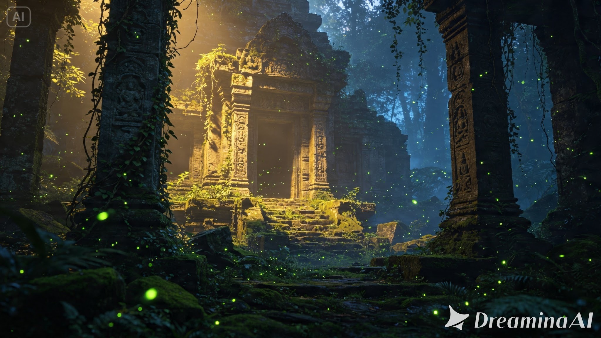 Mood and lighting choices for a cinematic fantasy environment scene