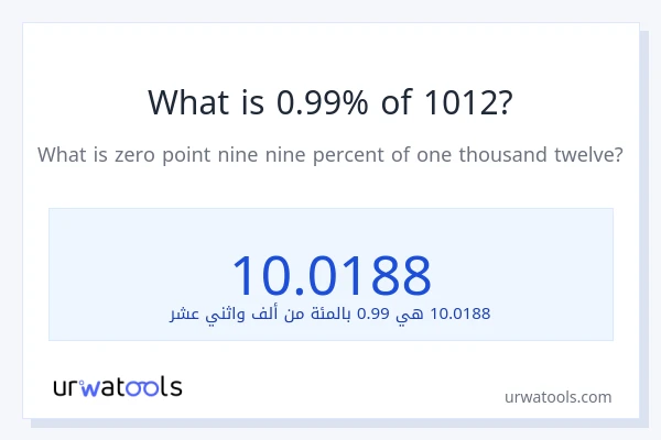 ما هي نسبة 0.99% من 1012؟