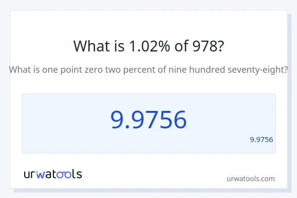 מה זה 1.02% מתוך 978?