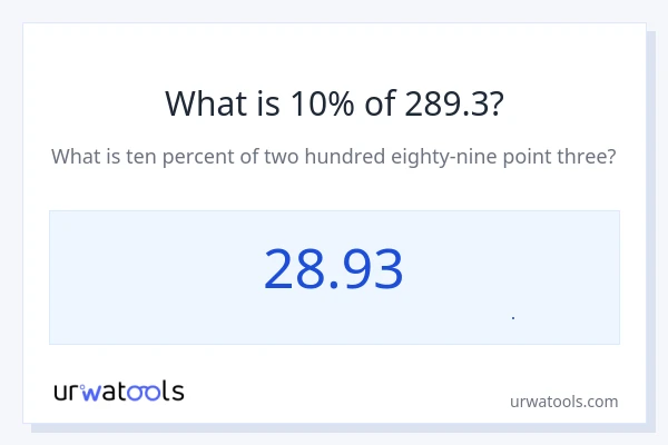 10% از 289.3 چقدر است؟