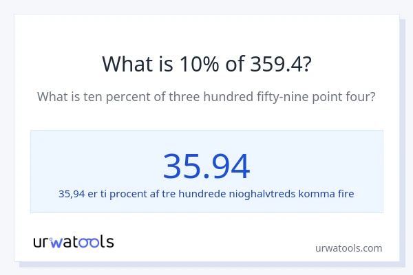 Hvad er 10% af 359.4?