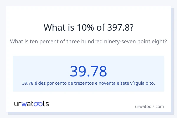 Qual é o valor de 10% de 397.8?