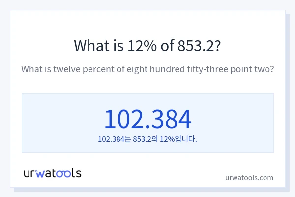 853.2의 12%는 얼마입니까?