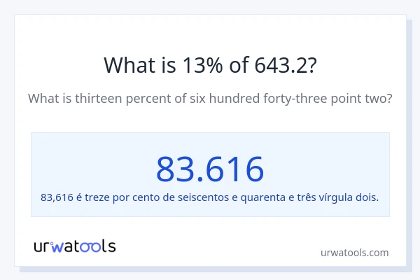 Qual é o valor de 13% de 643.2?