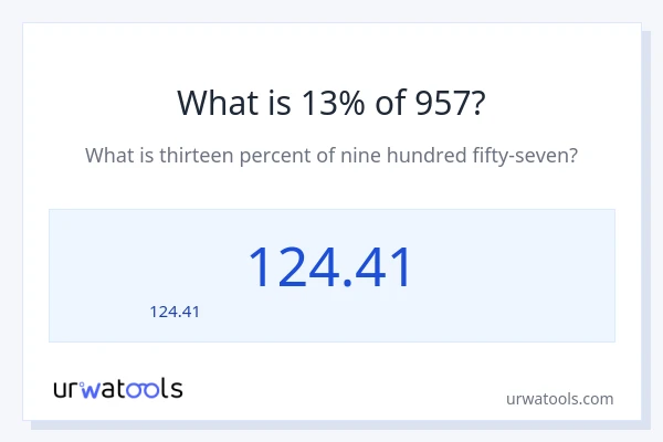13% ของ 957 คือเท่าไร?