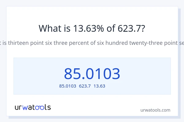 623.7の13.63%は何ですか?