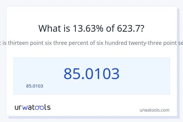 13.63% ของ 623.7 คือเท่าไร?